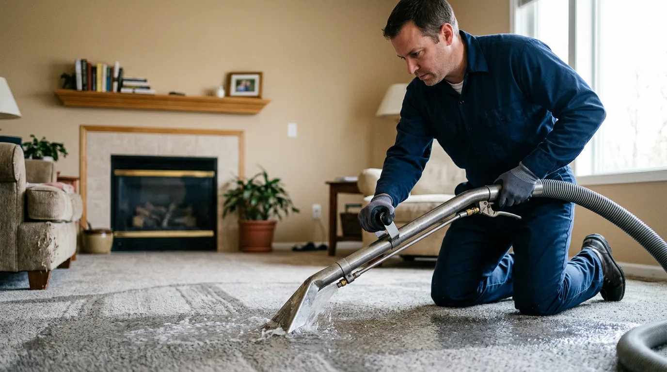 Water damage restoration technician working near Smithmill, PA